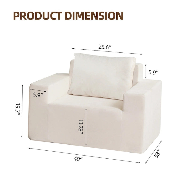 Ameican White Oak Modern 40.2 Accent Chair with Pillow