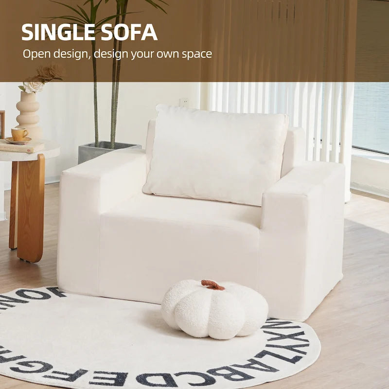 Ameican White Oak Modern 40.2 Accent Chair with Pillow