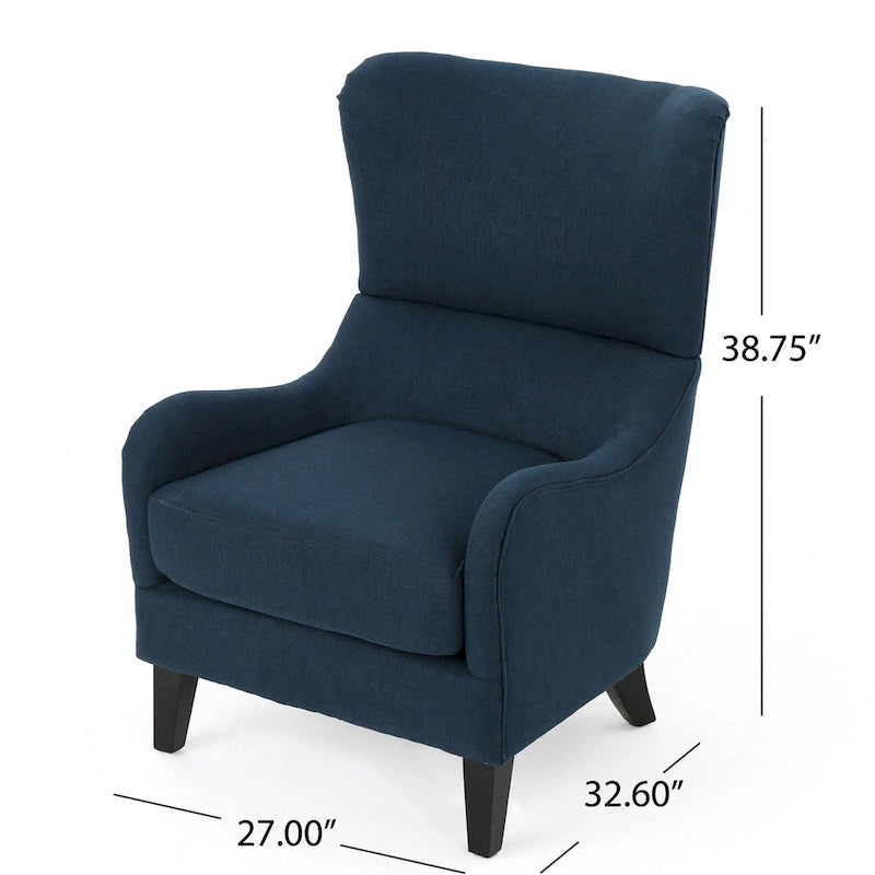 27 High Back Accent Chair with Wing Back and Birch Legs