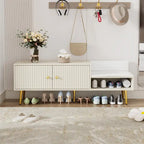 Modern Shoe Storage Bench with Hidden Storage and Upholstered Cushions