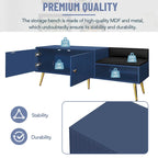 Modern Shoe Storage Bench with Hidden Storage and Upholstered Cushions