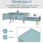 Modern Shoe Storage Bench with Hidden Storage and Upholstered Cushions