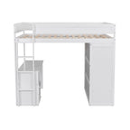 Wood Full Size Loft Bed with Wardrobes and 2-Drawer Desk w/Cabinet