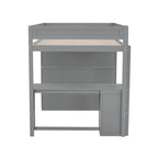 Wood Full Size Loft Bed with Wardrobes and 2-Drawer Desk w/Cabinet