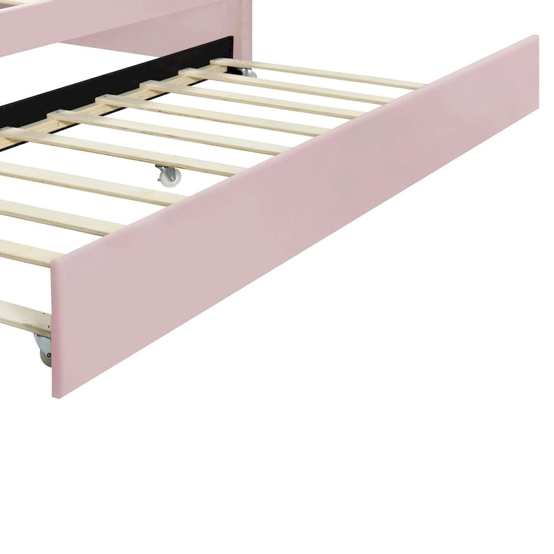 Full Size Daybed Upholstery Frame Sofa Bed with Shell-shape Backrest & Pull-out Trundle, Velvet Sleeper Sofa Bed for Living Room