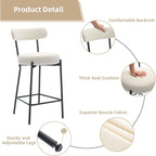 27 Modern Counter Stools Set of 2, Leather Bar Stools with Back & Pedals & Metal Legs