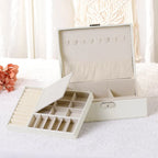 2 Layer Jewelry Box for Girl Women Birthday Gifts, PU Leather Jewelry Organizer Case Storage with Drawer, Removable Jewelry Tray