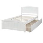 Twin Size Platform Bed with Two Drawers, White