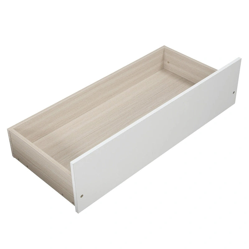 Twin Size Platform Bed with Two Drawers, White