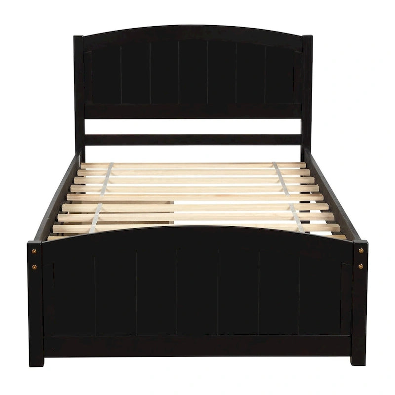 Twin Size Platform Bed with Two Drawers, White