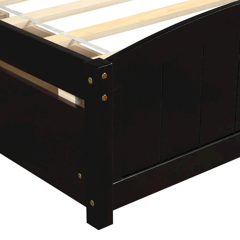 Twin Size Platform Bed with Two Drawers, White