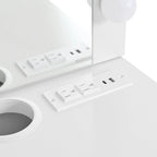Floating Makeup Vanity Desk with Mirror & 3-Color Lights