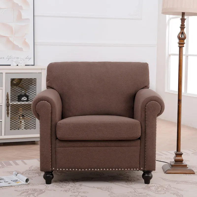 Brown 37.4 Accent Chair with Nailheads