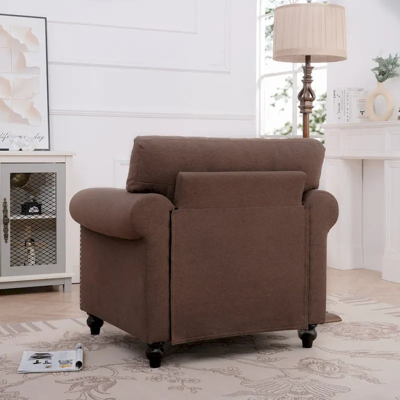 Brown 37.4 Accent Chair with Nailheads