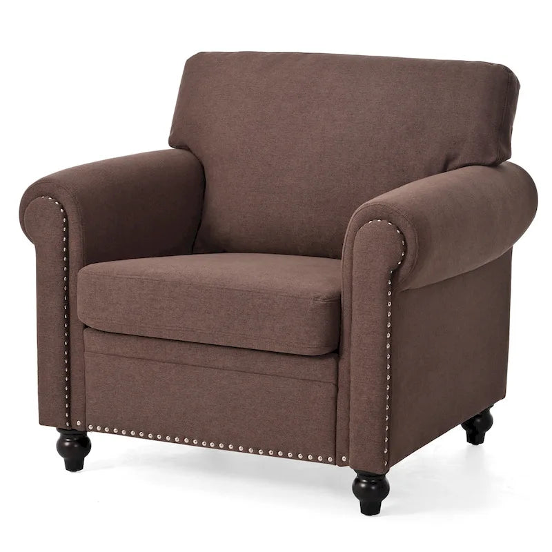 Brown 37.4 Accent Chair with Nailheads