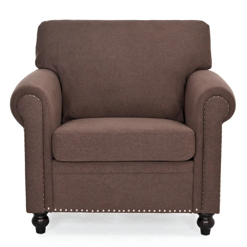 Brown 37.4 Accent Chair with Nailheads