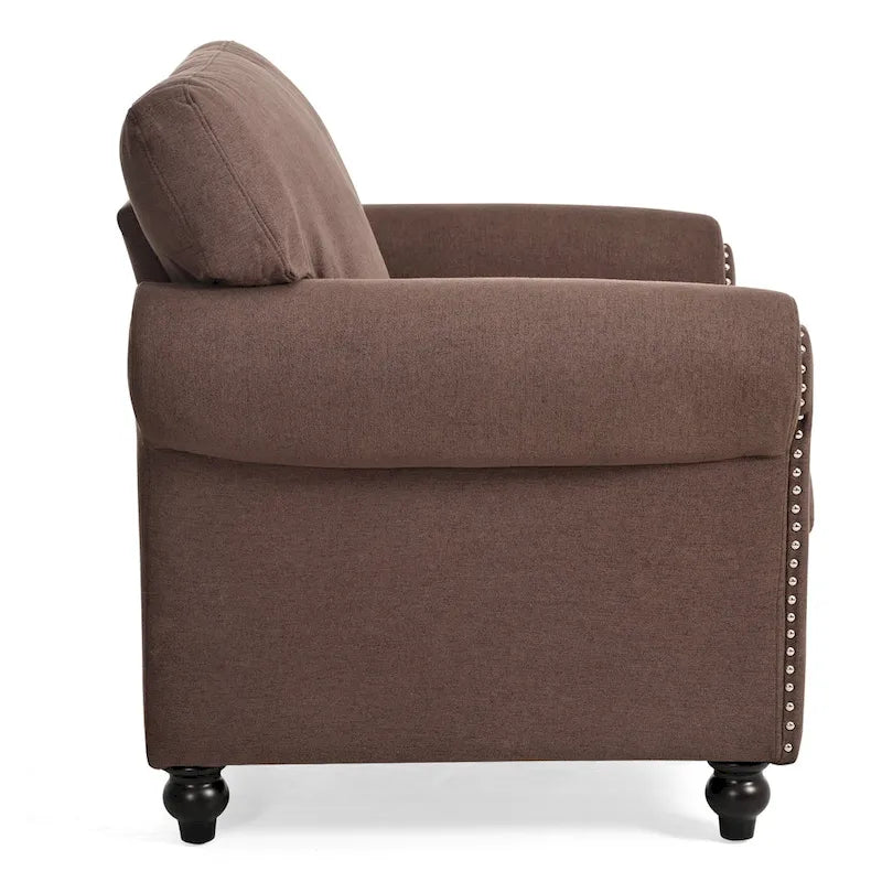 Brown 37.4 Accent Chair with Nailheads