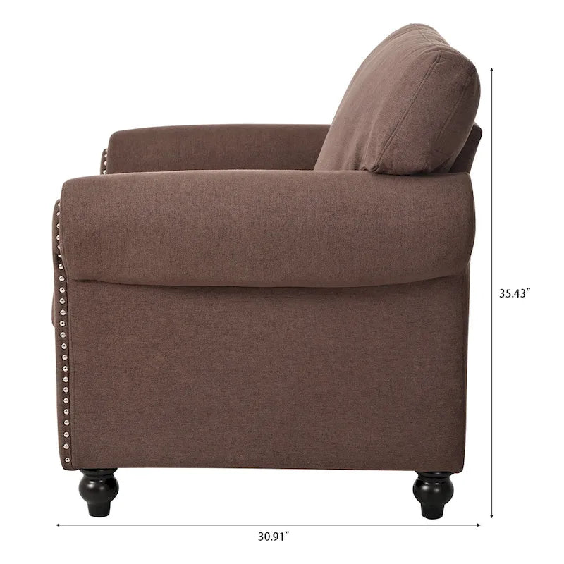 Brown 37.4 Accent Chair with Nailheads