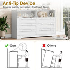 55 Wide Dresser, Wooden 6 Drawer Dresser with Led Light, Wood Dresser with Large Capacity Storage