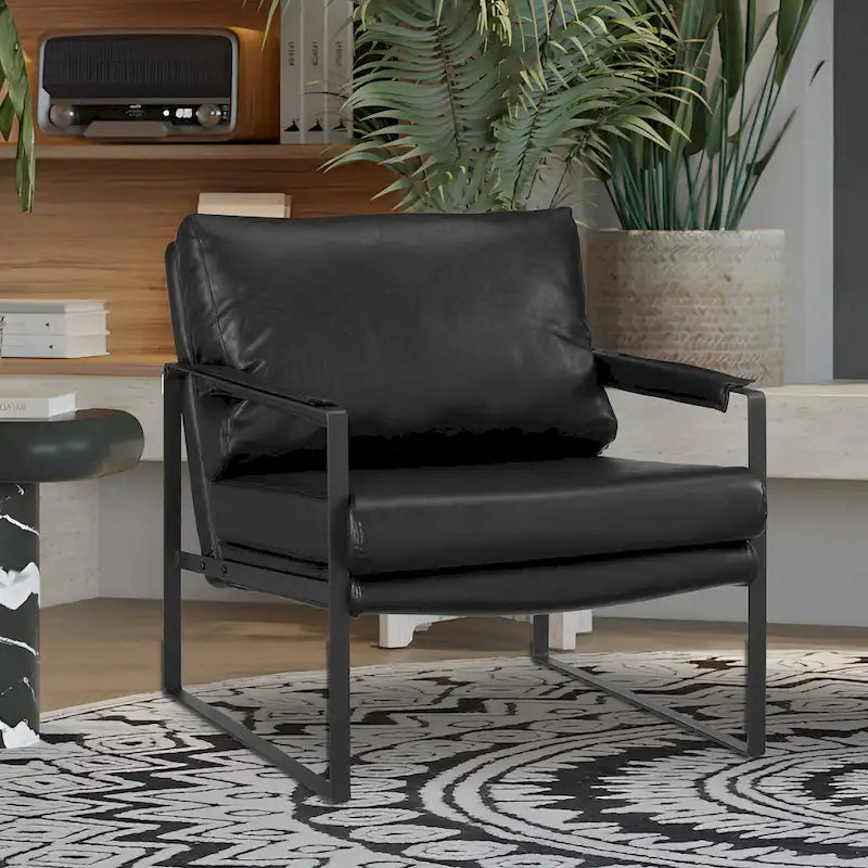 Modern PU Leather Upholstered Arm Chair with Steel Frame