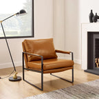 Modern PU Leather Upholstered Arm Chair with Steel Frame