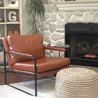 Modern PU Leather Upholstered Arm Chair with Steel Frame