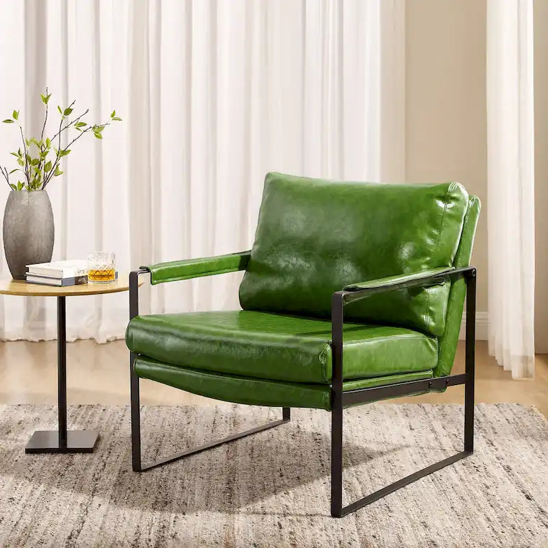 Modern PU Leather Upholstered Arm Chair with Steel Frame