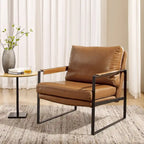Modern PU Leather Upholstered Arm Chair with Steel Frame
