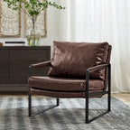 Modern PU Leather Upholstered Arm Chair with Steel Frame