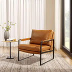 Modern PU Leather Upholstered Arm Chair with Steel Frame