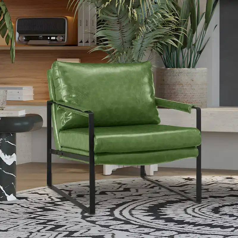 Modern PU Leather Upholstered Arm Chair with Steel Frame