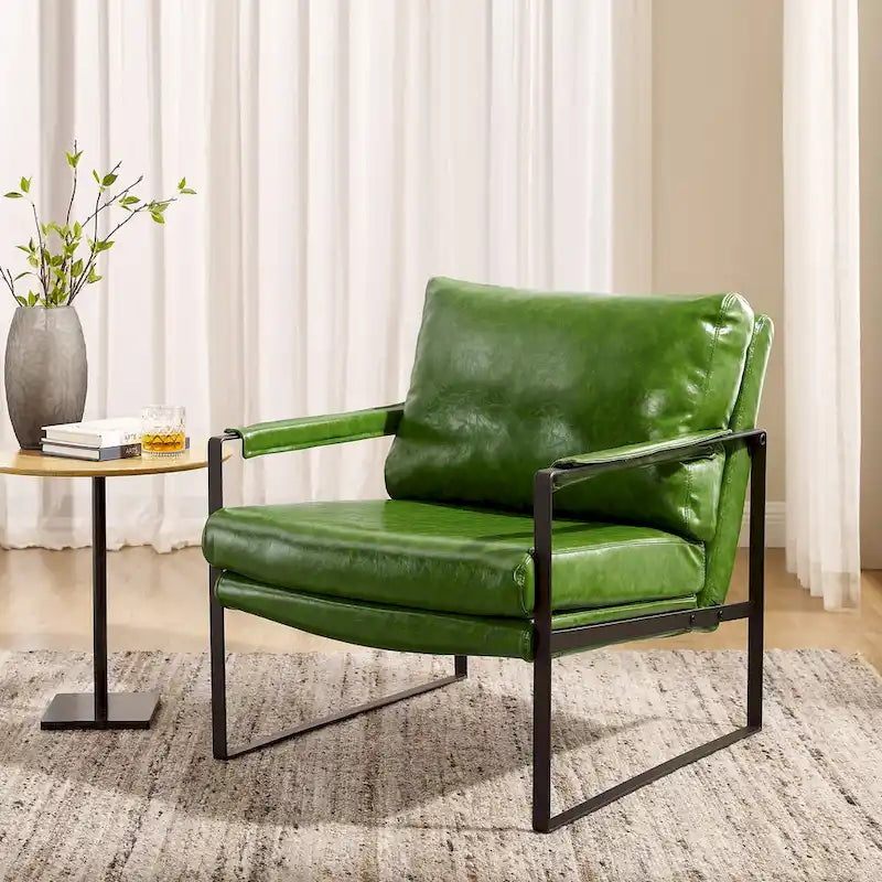 Modern PU Leather Upholstered Arm Chair with Steel Frame