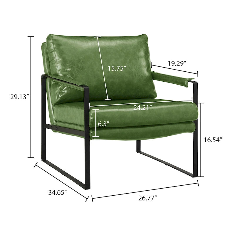 Modern PU Leather Upholstered Arm Chair with Steel Frame