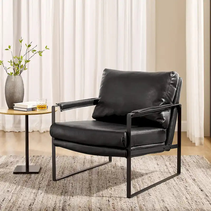 Modern PU Leather Upholstered Arm Chair with Steel Frame
