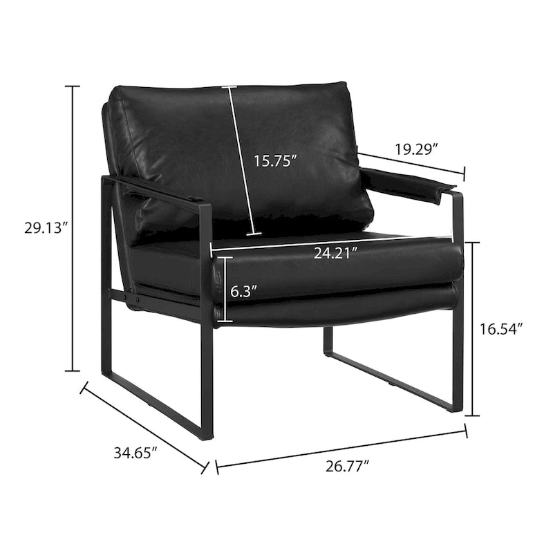 Modern PU Leather Upholstered Arm Chair with Steel Frame