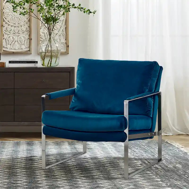 Modern PU Leather Upholstered Arm Chair with Steel Frame