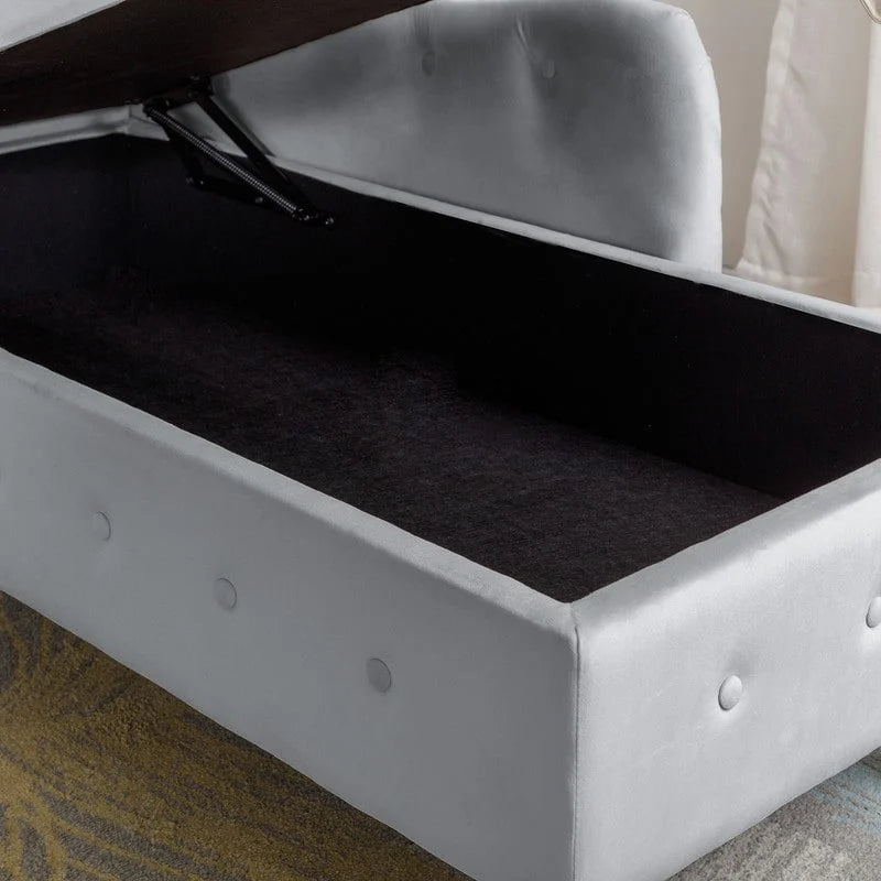 Chaise Lounge Indoor,Velvet Lounge Chair for Bedroom with Storage & Pillow,Modern Upholstered Rolled Arm Chase Lounge