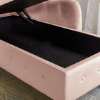 Chaise Lounge Indoor,Velvet Lounge Chair for Bedroom with Storage & Pillow,Modern Upholstered Rolled Arm Chase Lounge