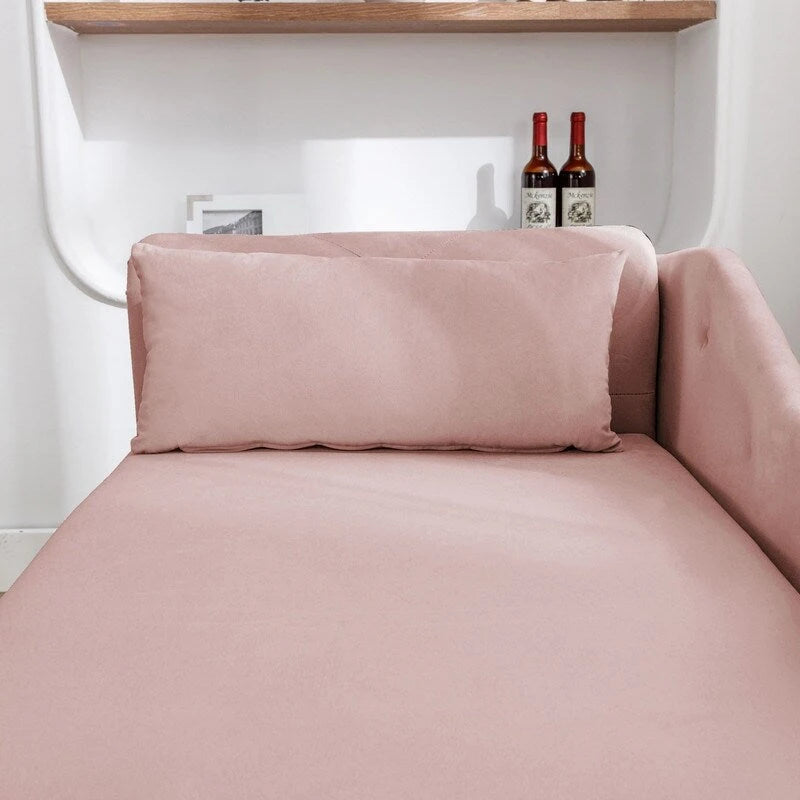 Chaise Lounge Indoor,Velvet Lounge Chair for Bedroom with Storage & Pillow,Modern Upholstered Rolled Arm Chase Lounge