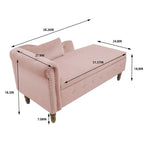 Chaise Lounge Indoor,Velvet Lounge Chair for Bedroom with Storage & Pillow,Modern Upholstered Rolled Arm Chase Lounge
