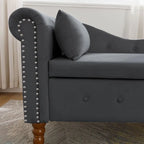 Chaise Lounge Indoor,Velvet Lounge Chair for Bedroom with Storage & Pillow,Modern Upholstered Rolled Arm Chase Lounge