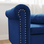 Chaise Lounge Indoor,Velvet Lounge Chair for Bedroom with Storage & Pillow,Modern Upholstered Rolled Arm Chase Lounge