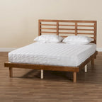 Mid-Century Modern Ash Walnut Finished Wood Platform Bed