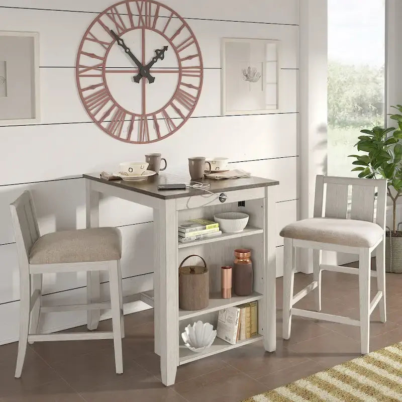 Two-Tone Fabric Counter Height Chair (Set of 2)