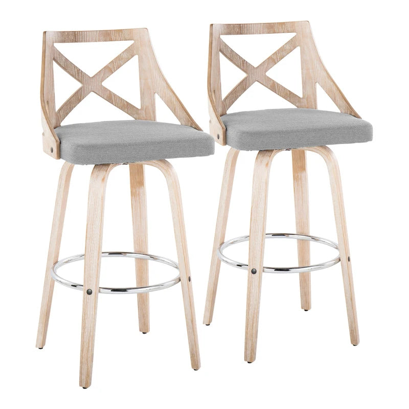 30 Fixed-Height Bar Stool with Bent Wood Legs (Set of 2)