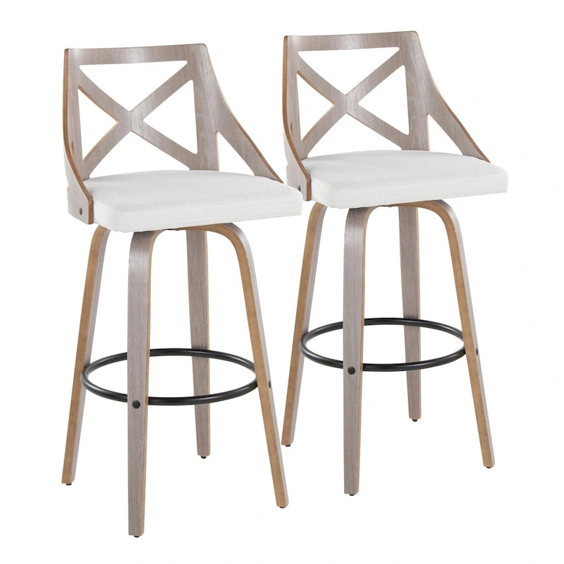 30 Fixed-Height Bar Stool with Bent Wood Legs (Set of 2)