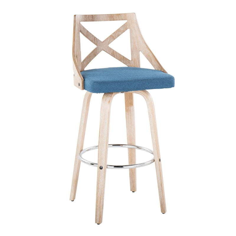 30 Fixed-Height Bar Stool with Bent Wood Legs (Set of 2)