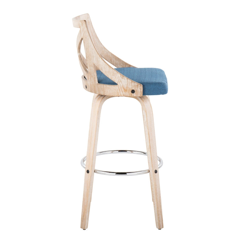 30 Fixed-Height Bar Stool with Bent Wood Legs (Set of 2)
