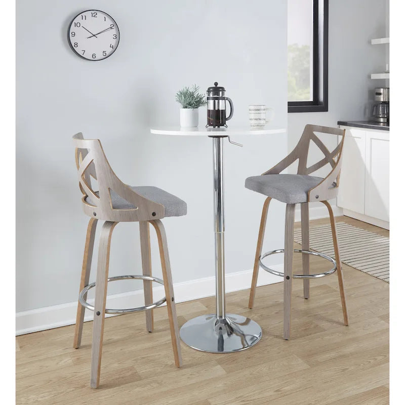 30 Fixed-Height Bar Stool with Bent Wood Legs (Set of 2)