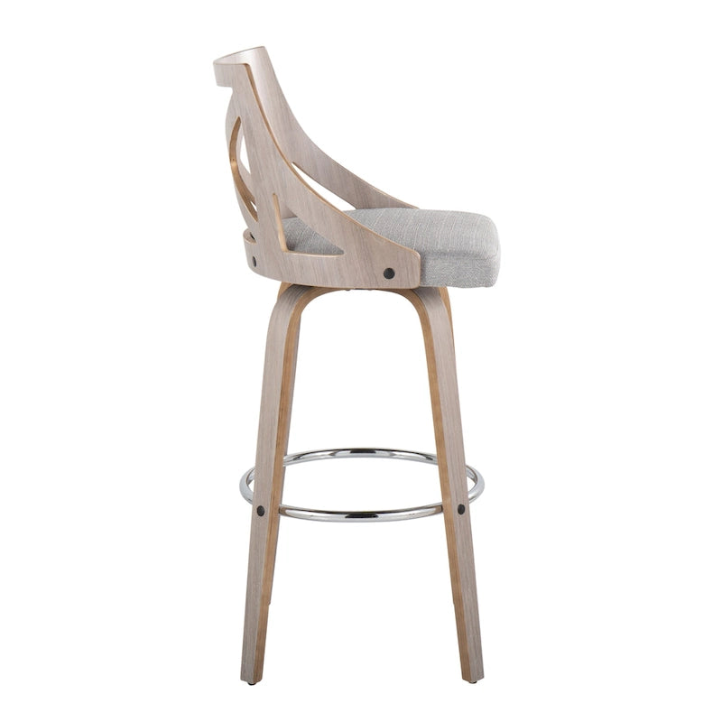 30 Fixed-Height Bar Stool with Bent Wood Legs (Set of 2)